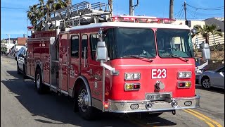 Manhattan Beach Fire Dept. Engine 23, “New” Rescue 21 (+MBPD Code 3)
