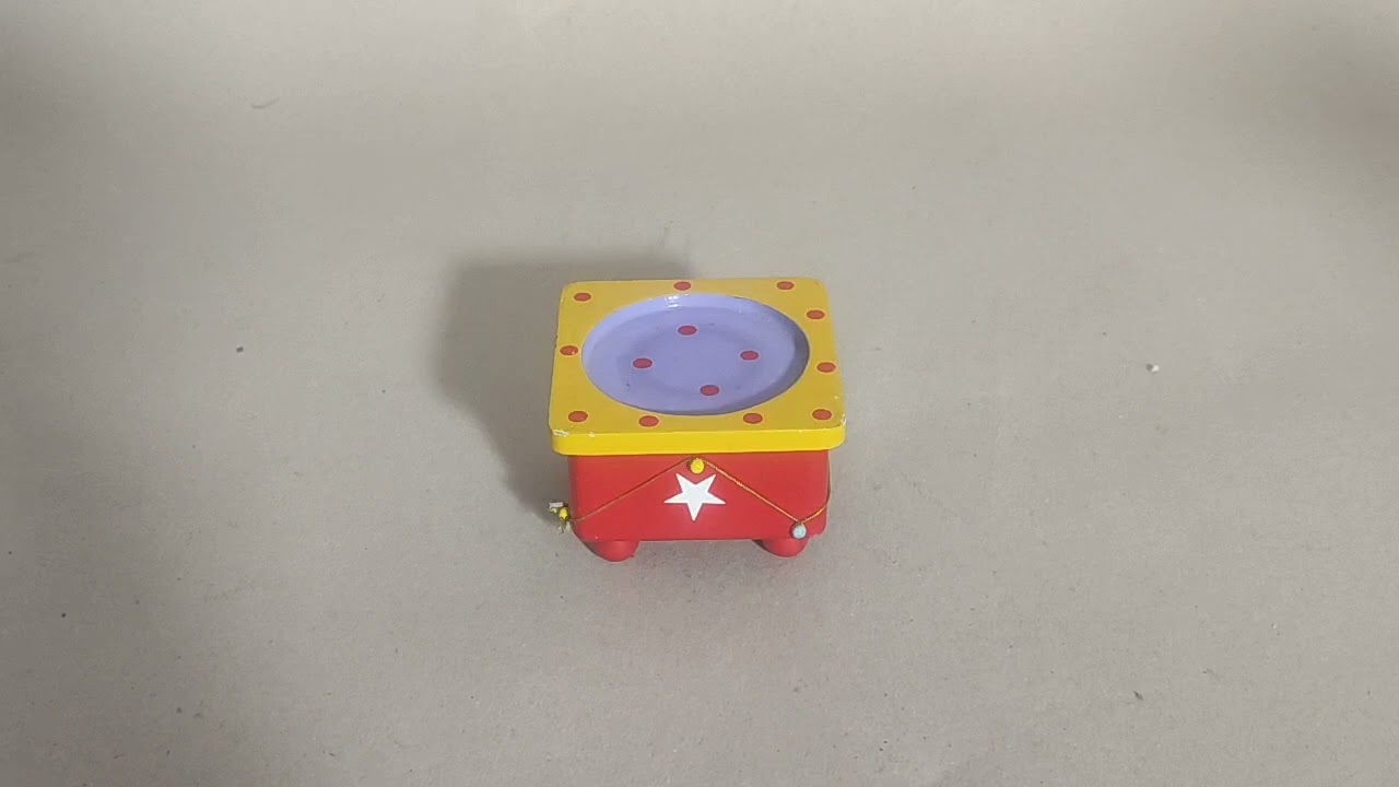 Vintage Retired Wooden Magnetic Circus Clown & Ball Music Box