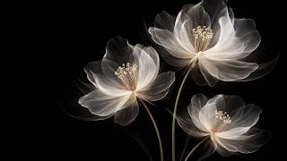 Transparent Floral Art Screensaver for Frame TV | 4K Black Background Wall Art
