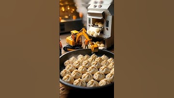 Tiny Construction Workers Make GIANT DUMPLINGS #shorts #miniature #giantdumplings #tinyworkers