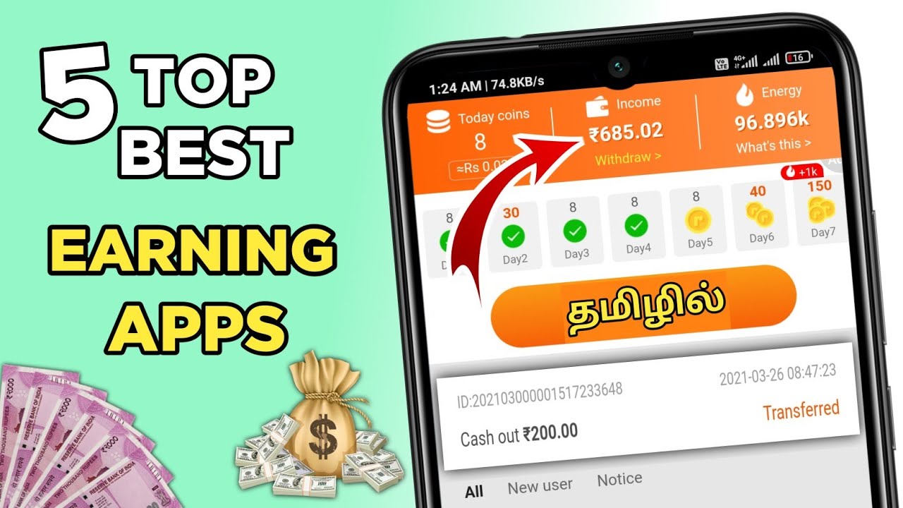 Top 5 best earning apps in tamil | Earn money online without investment in tamil | Techno Journalist