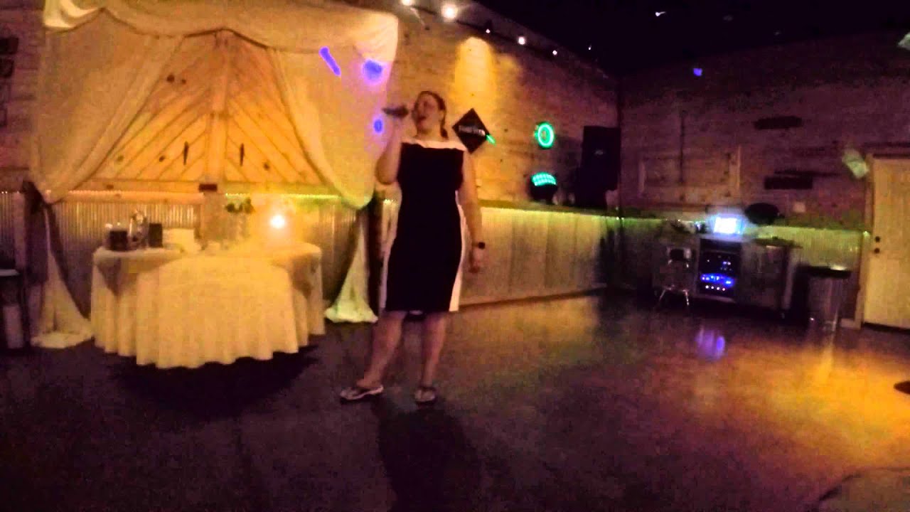 Stacy singing Young Love by the Judds at the wedding