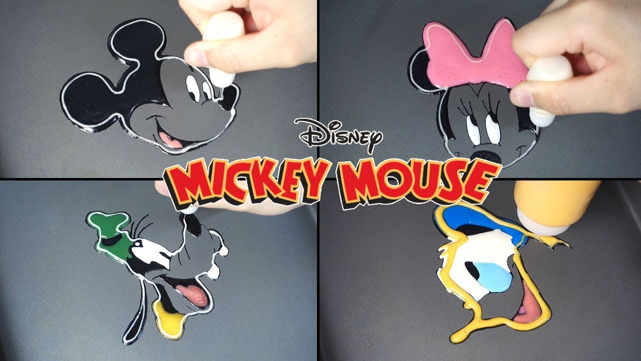 Disney Mickey Mouse Pancake Art   Mickey Minnie Goofy Pluto Donald  satisfying Video for KIds