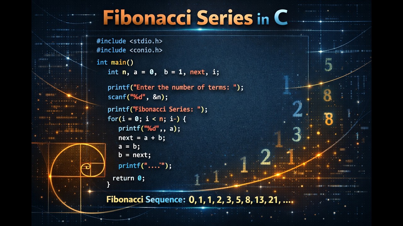 Fibonacci Series using c programming - YouTube