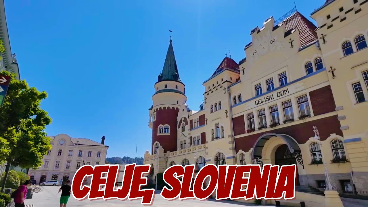 Celje, Slovenia. Walking tour in the town of the Counts of Celje. Old town and beautiful nature (4K)