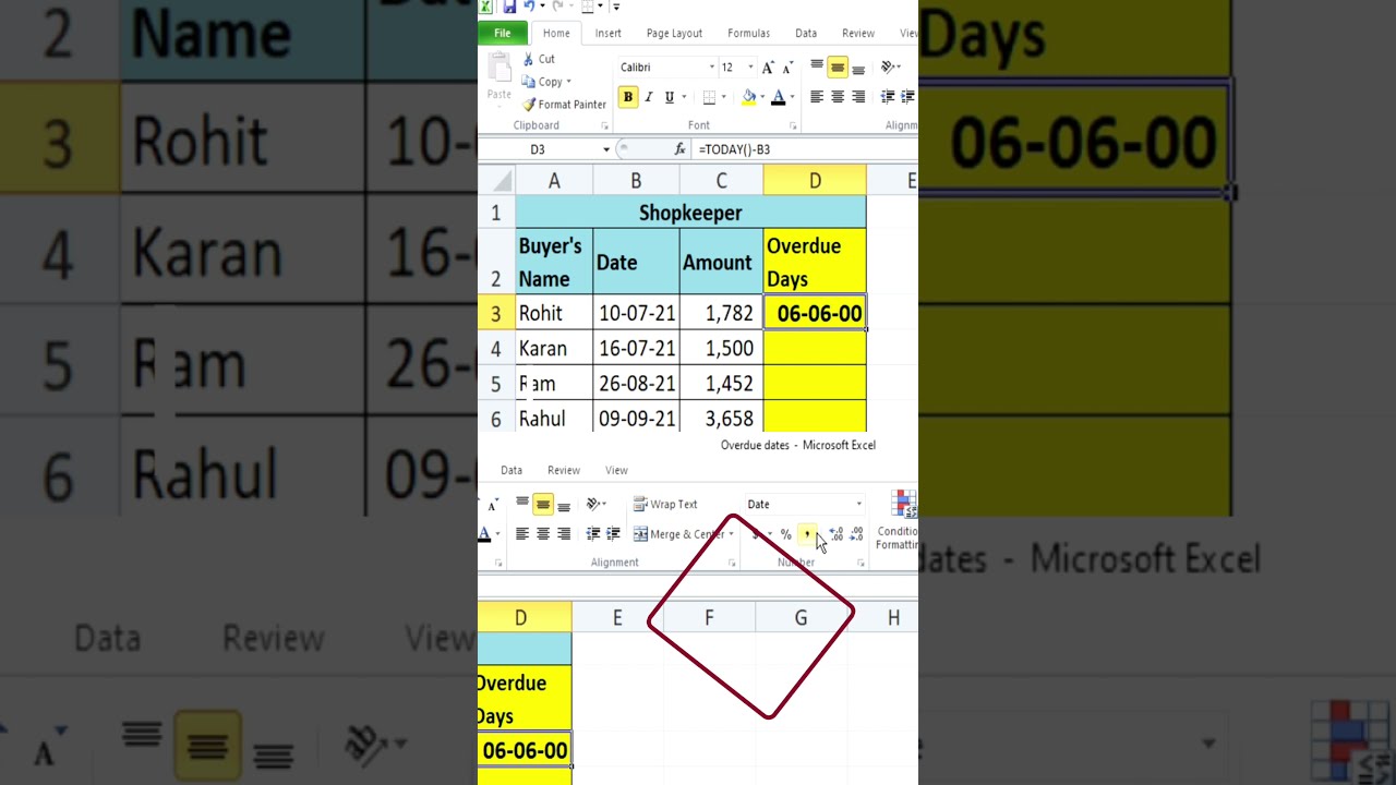 Calculate Overdue Days In Excel Learn Excel Excel Tutorial shorts Calculate Overdue Days In Excel Learn Excel Excel Tutorial shorts