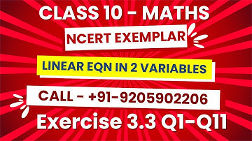 Class 10 Maths | Linear Equations | NCERT Exemplar Exercise 3.3 Part 1 | Chapter 3 Unit 3 Solutions