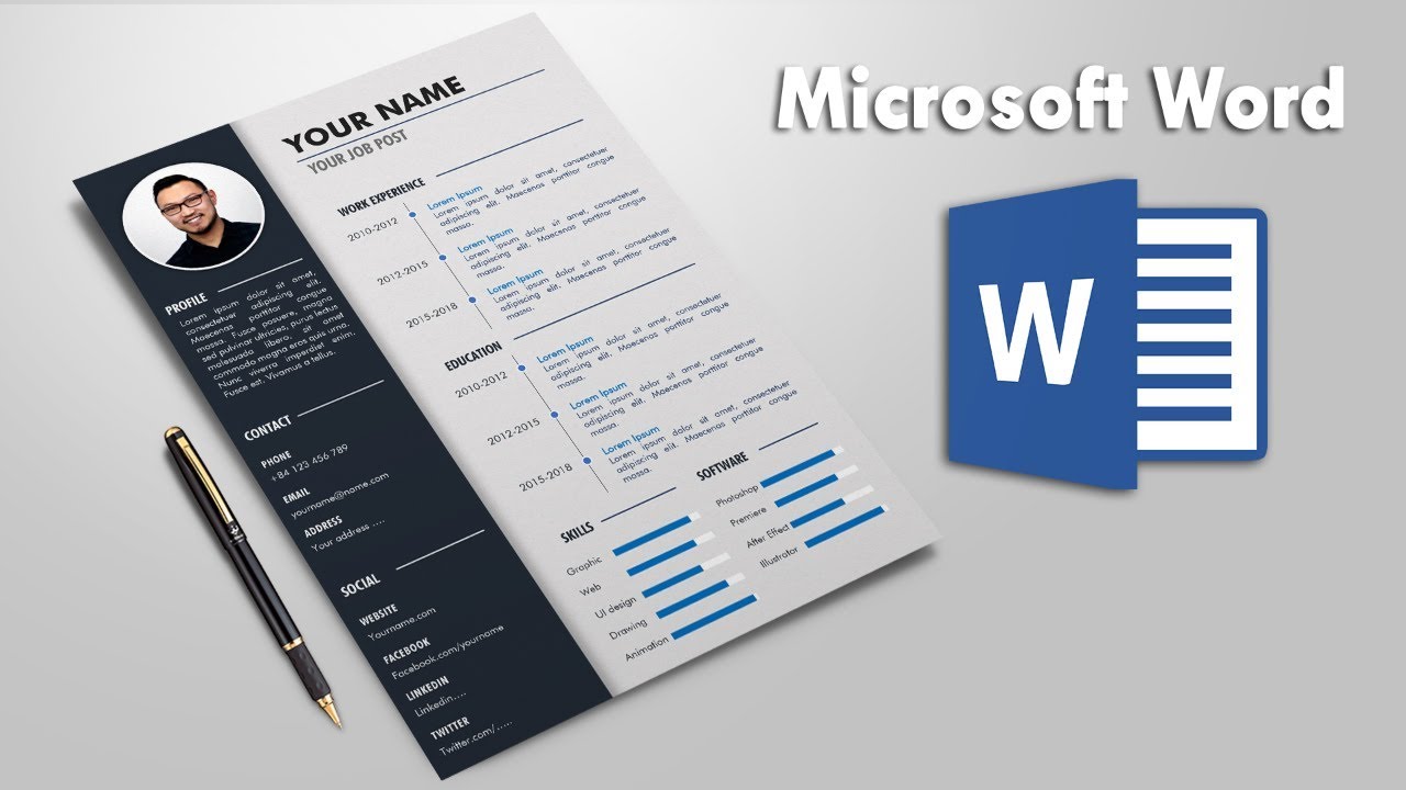 template เรซูเม่  2022  Creative Resume Template Design in Microsoft Word | CV Template