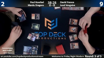 Modern FNM w/ Comm 10/6/17: Paul Koerbel (Mardu Dragons) vs. David France (Jund Vengevine)