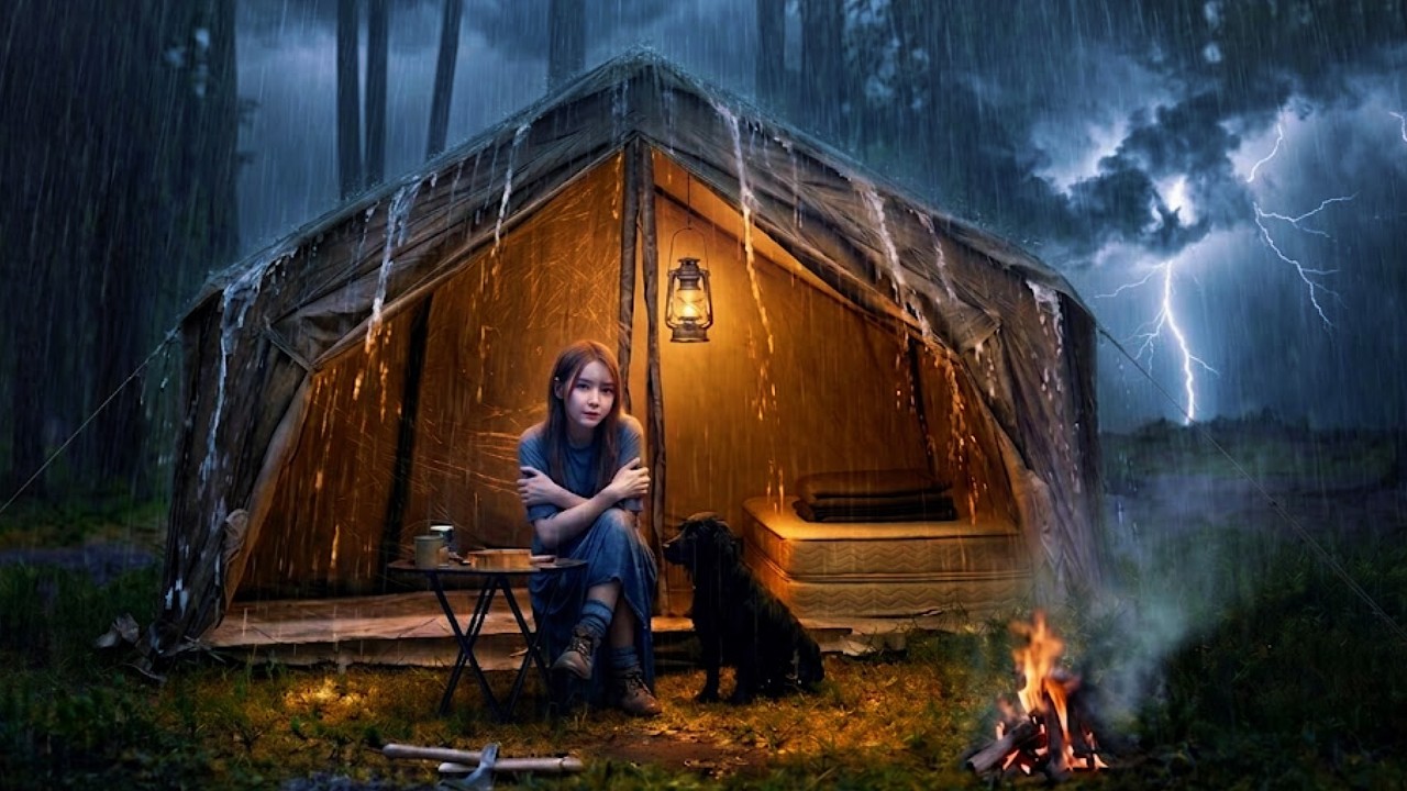 Camping in heavy rain in the forest | Rain sounds | Relaxing rain ...