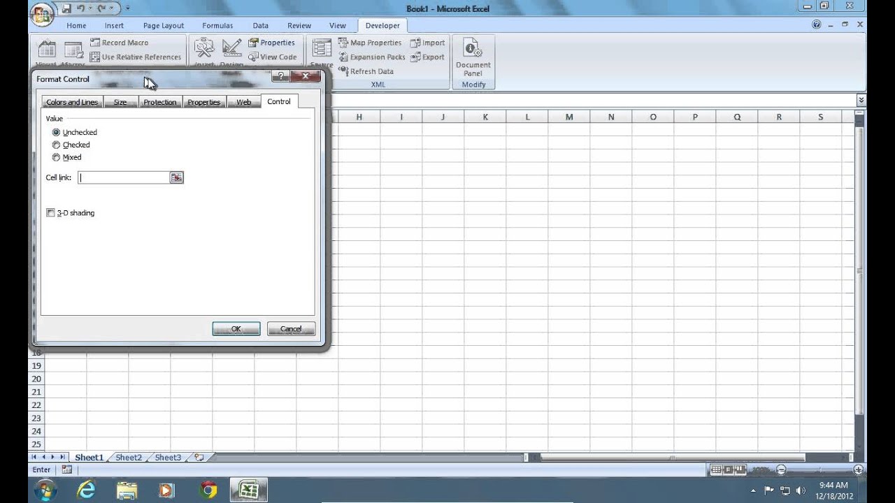 How to Make Excel 2007 Cell Checkbox - YouTube