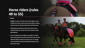 Theory Test made easy: the audio-visual Highway Code. Rules 47 to 58 people in charge of animals.