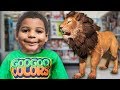 ZOO ANIMALS IN TOYS R US STORE! Learn Animal Sounds with Goo Goo Gaga Pretend Play Video