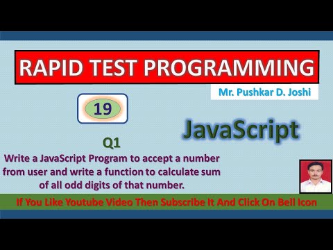 Accept number & write function to display sum of all odd digits of its number in JS || Joshi P. D.