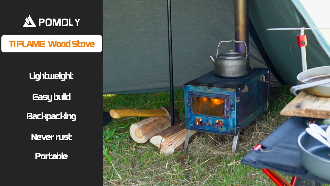 POMOLY T1 FLAME Titanium Wood Stove | Build and Cook Food - YouTube