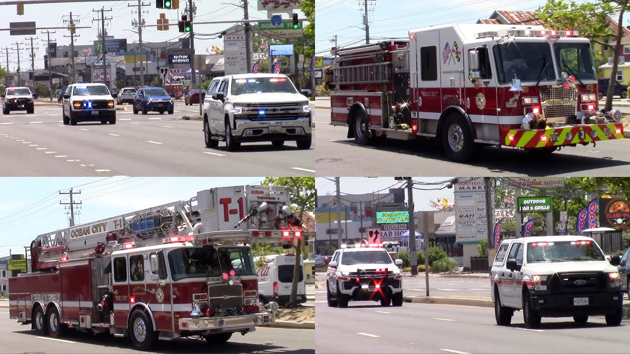 Fire Trucks Responding To Reported Building Fire In Ocean City MD 6-17-26