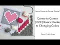 Corner to corner c2c crochet basics  how to change colors