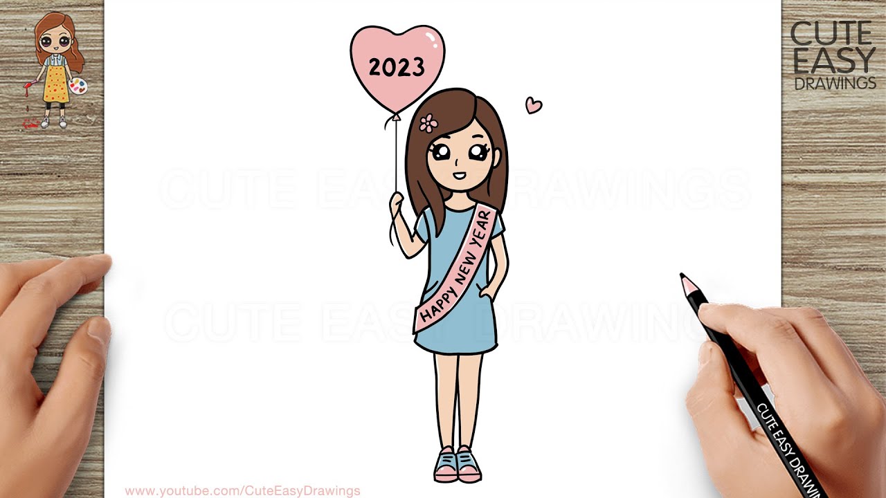 How to Draw a New Year Girl 2023 | New Year Drawing Easy  - YouTube