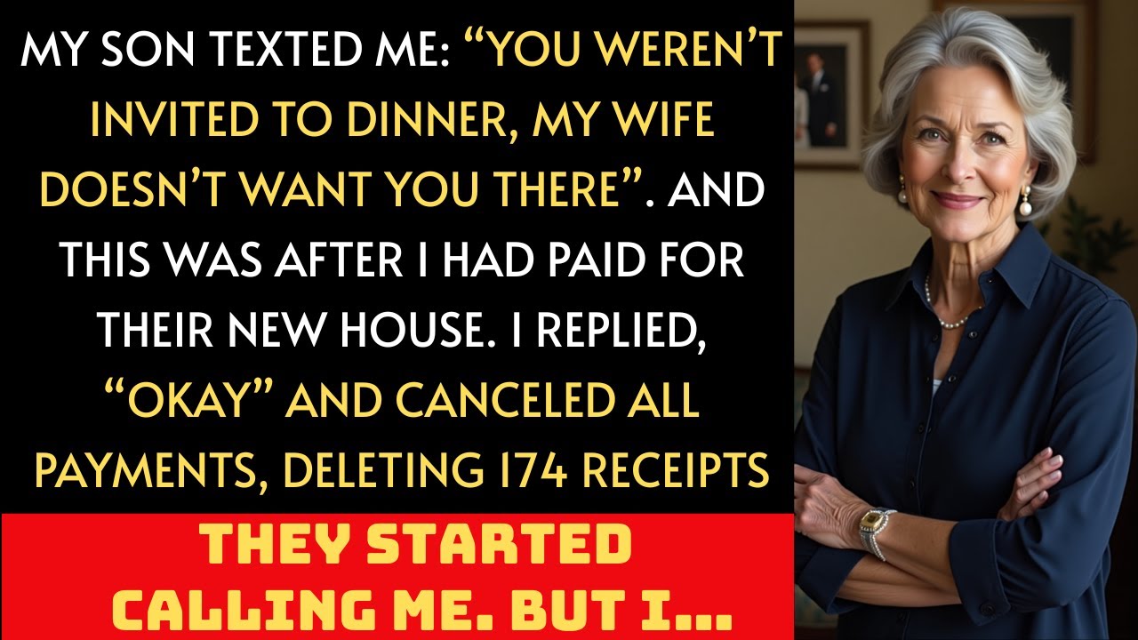 Мой сын написал мне: «Тебя не пригласили на ужин, моя жена не хочет тебя там видеть». Но я...