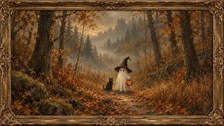 Halloween Ghost Frame TV Art | Witch Hat Black Cat & Jack O Lantern Screensaver | 6 Hours No Sound screenshot 3