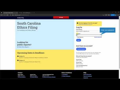 SC Ethics Filing System - Login/Forgot Password