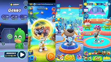 Talking Tom Hero Dash vs PJ Masks Heroes Run vs Sonic Dash vs Om Nom Run Gameplay