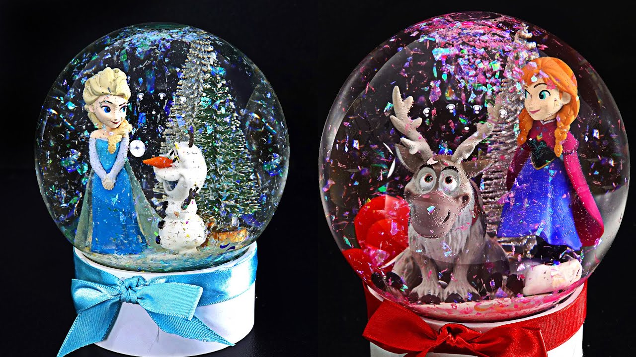 How to make DIY sparkling Frozen snow globe? 2 DIY Frozen snow globe