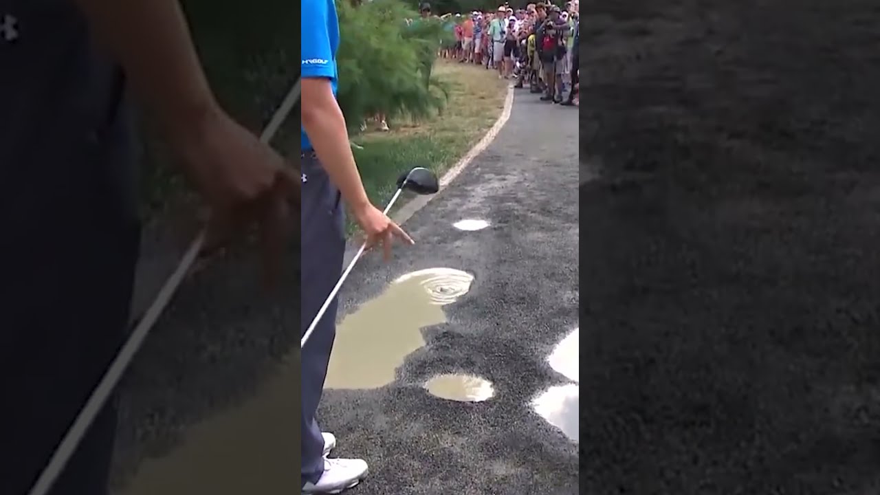 Jordan Spieth Drops Into A PUDDLE 