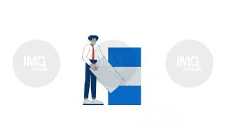 Hispanic businessman stacking blocks for data visualization hand drawn 2D character animation