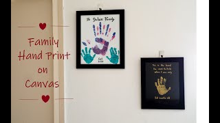Family Hand Print on Canvas | Toddler hand print idea | DIY | How to take family  hand print at home