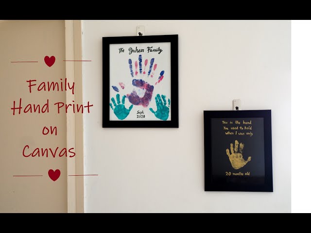 Family Hand Print on Canvas, Toddler hand print idea, DIY