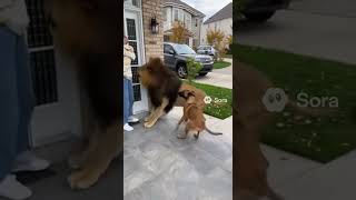 Brave Dog Saves Woman and Baby from Lion Attack