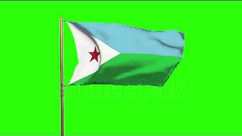 Djibouti flag waving in the wind. Green screen, alpha matte. Loopable animation Stock video by