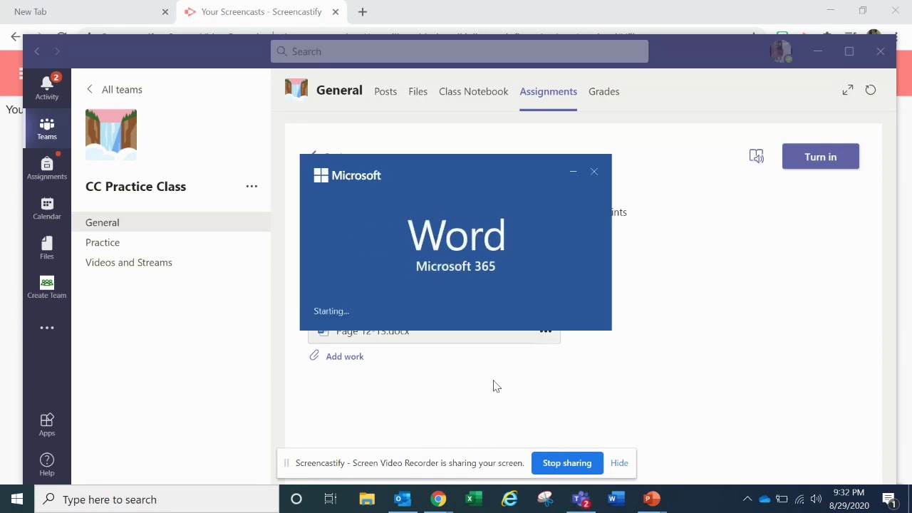 How to open/edit a word document in Teams and turn it in