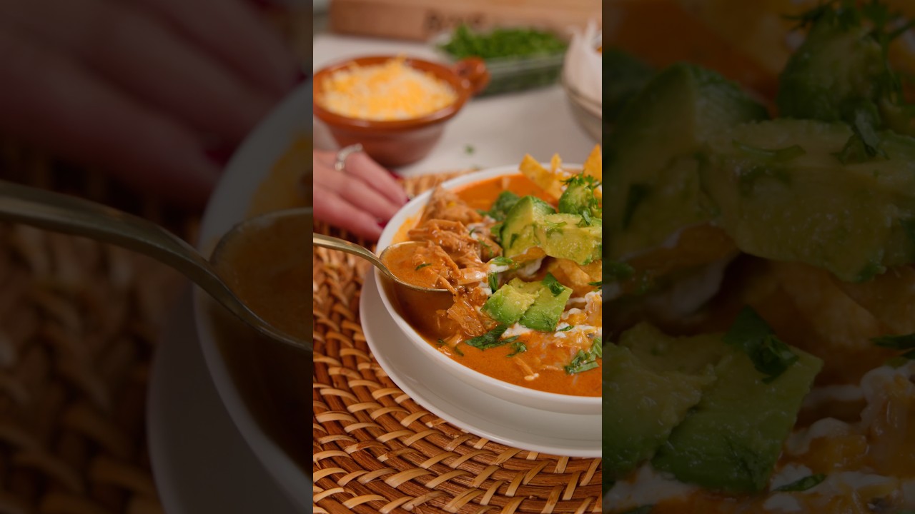 All the Enchilada Flavor You Love in One Cozy Bowl! Creamy Chicken Enchilada Soup #shorts