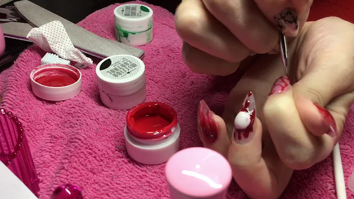 HALLOWEEN ACRYLIC NAIL DESIGN WITH 3D EYEBALL NAIL...
