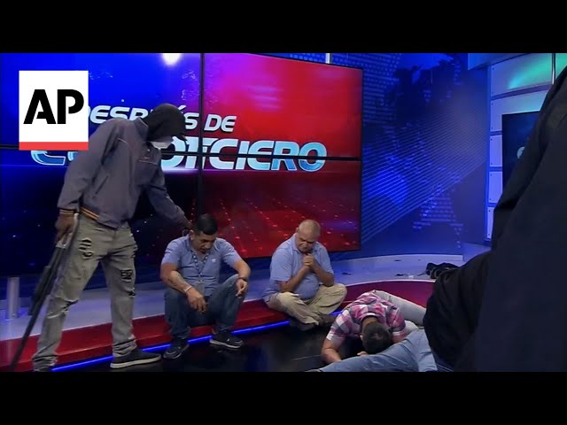 Armed men storm Ecuador TV studio during live broadcast class=
