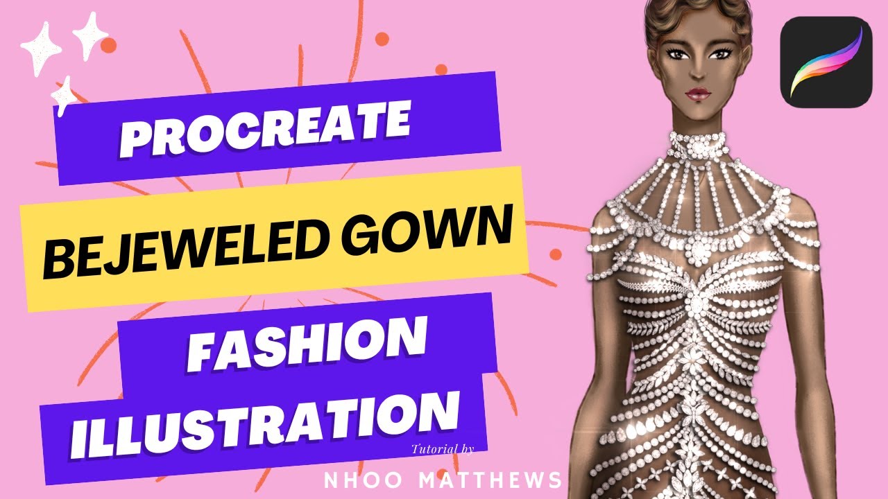Procreate Fashion Illustration Tutorial: Bejeweled Gown (Fashion Beading Brushes Vol.2)