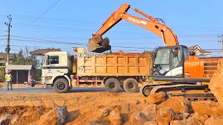 Caterpillar HITACHI Excavator and Dump Truck 25 ton Operator will grab these big stones by Bulldozer Working Group 631 views 9 days ago 13 minutes, 3 seconds