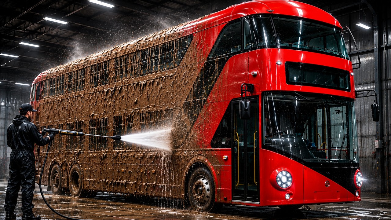 London Double Decker Bus Deep Clean | ASMR Satisfying Wash - YouTube