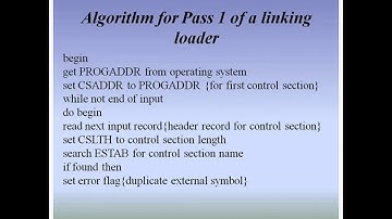 algorithm of pass1 linking loader