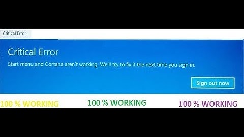How to solved Start menu and Cortana aren