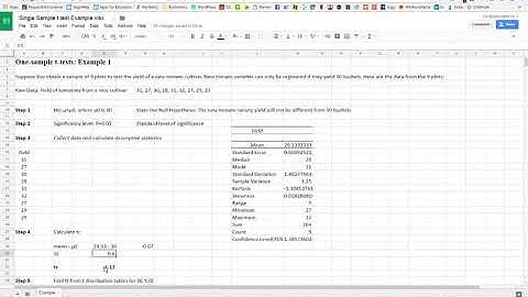 T Statistic Google Sheets