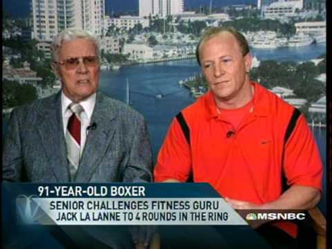 JACK LALANNE DECLINES CHALLENGE TROY ECKONEN and ROLAND FORTIN at MSNBC INTERVIEW