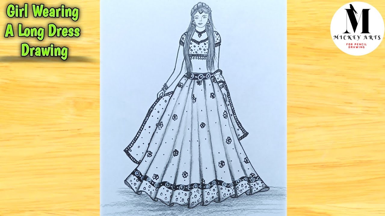 Mi_Art on X: Draw a girl with a beautiful dress