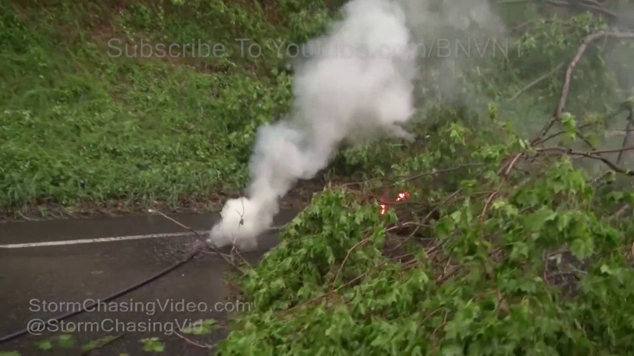 Burning Power Lines And Wind Damage - New Fairfield, CT - 5/15/2018
