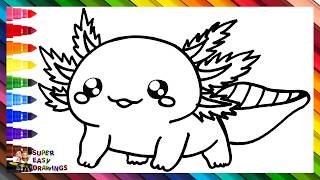 Draw and Color a Cute Axolotl Drawings for Kids