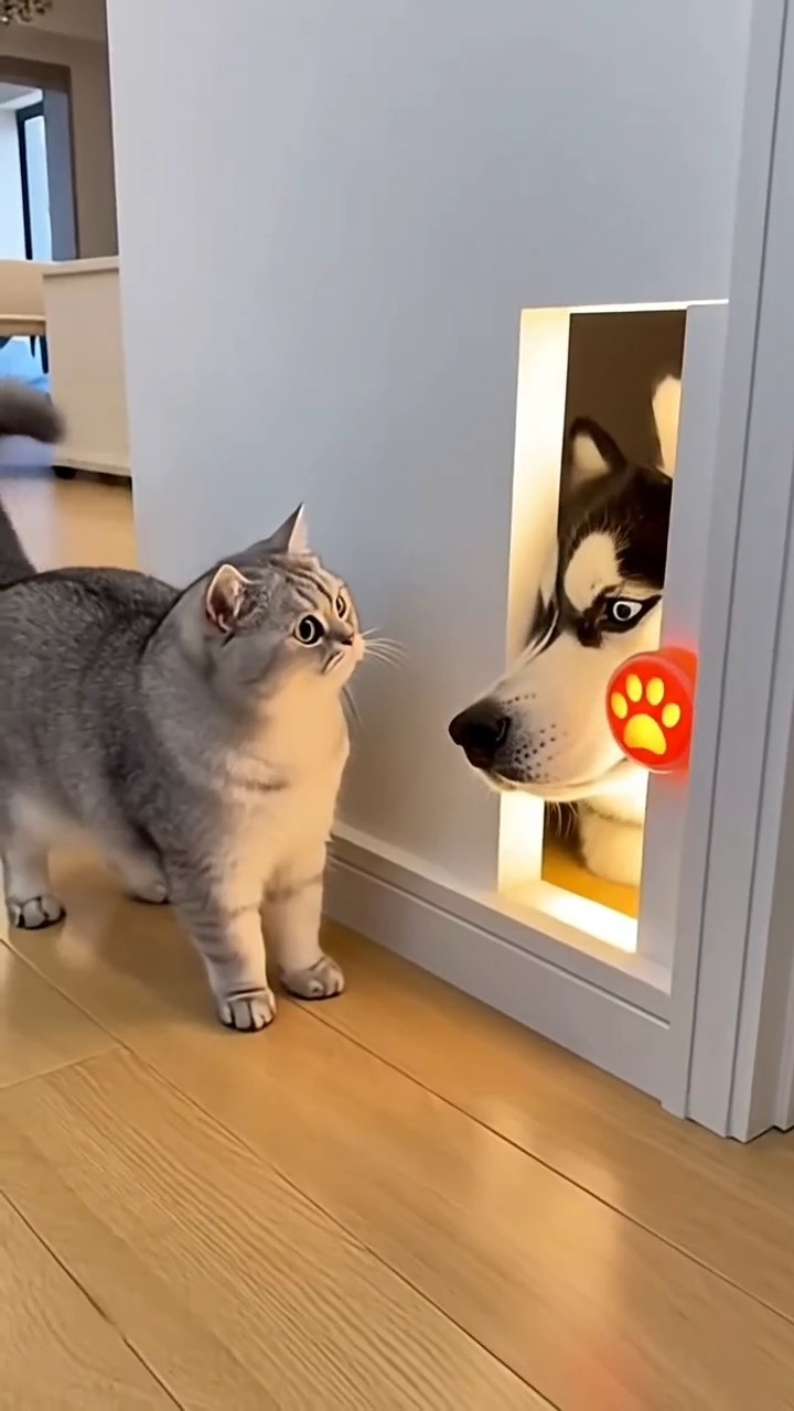 The Cat Pressed the Sensor But a HUSKY Head Jumped Out