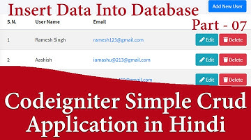 Codeigniter Simple CRUD Application in Hindi ( Insert data Into Database ) Part#07 || learn2smart