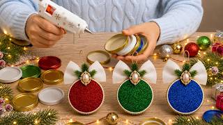 Christmas decorations 🎀 Recycling Idea with Jar Lids 🎄 DIY Christmas tree toys